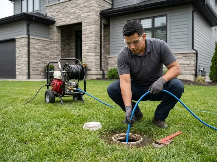 Hydro Jetting Services in Normal Heights CA - Professional sewer drain cleaning technician clearing pipe blockages with high pressure water jetter