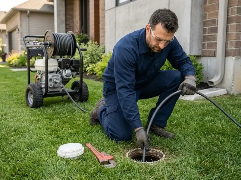Hydro Jetting Services in Tierrasanta CA - Professional sewer drain cleaning technician clearing pipe blockages with high pressure water jetter